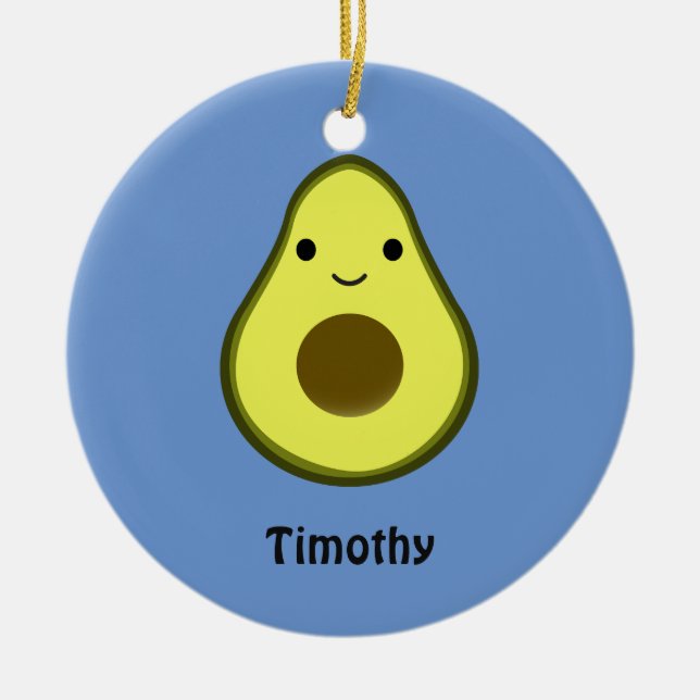 Cute Kawaii Avocado Ceramic Tree Decoration (Front)