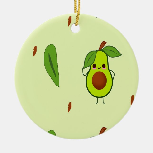 Cute kawaii avocado ceramic tree decoration (Front)