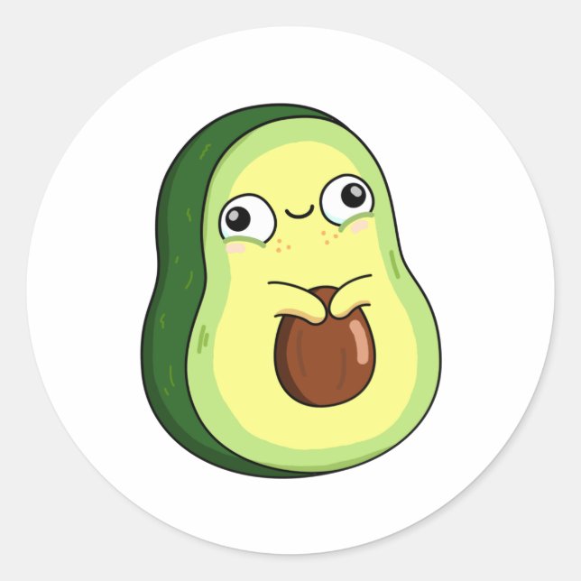 Cute Kawaii Avocado Classic Round Sticker (Front)