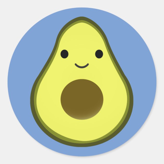 Cute Kawaii Avocado Classic Round Sticker (Front)