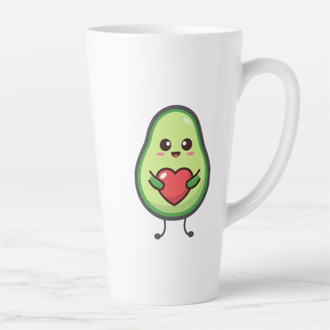 Cute Kawaii Avocado Heart Love - Adorable Healthy  Latte Mug (Right)