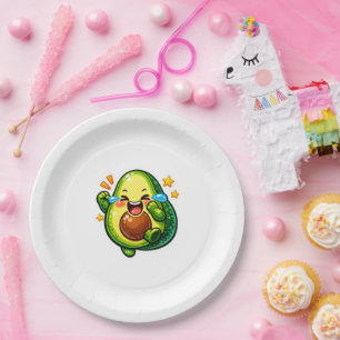 Cute Kawaii Avocado Laughing Crying Tears of Joy S Paper Plate