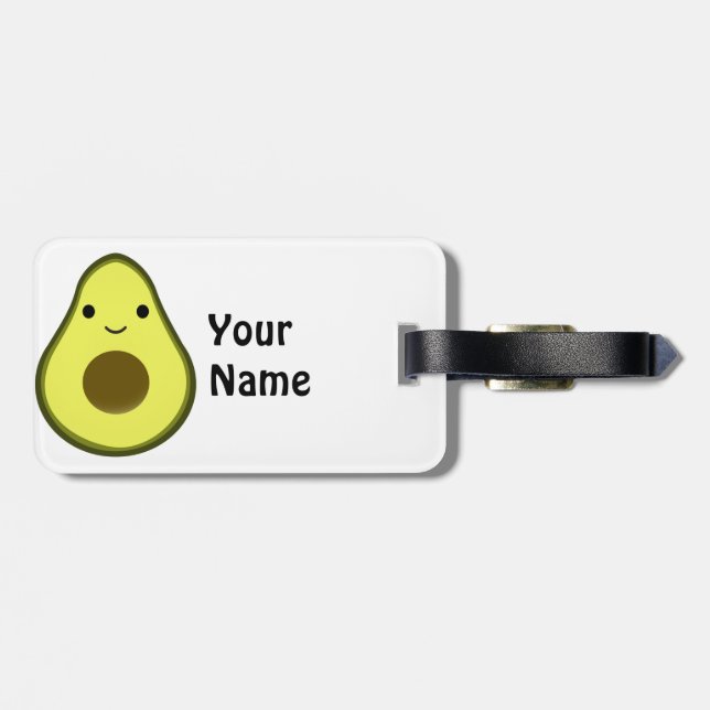 Cute Kawaii Avocado Luggage Tag (Back Horizontal)