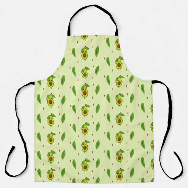 Cute kawaii avocado on green apron (Front)
