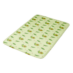 Cute kawaii avocado on green bath mat