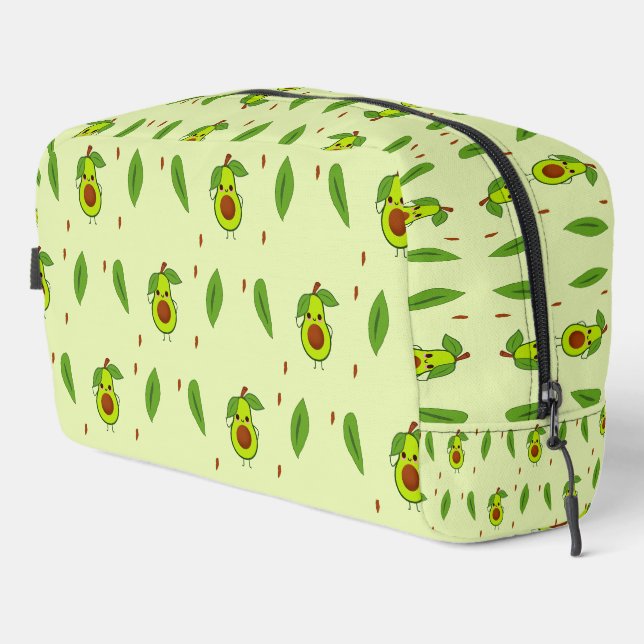 Cute kawaii avocado on green dopp kit (Right Corner)