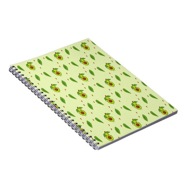 Cute kawaii avocado on green notebook (Right Side)