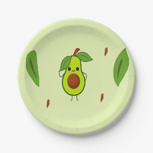 Cute kawaii avocado paper plate