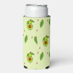 Cute kawaii avocado pattern green seltzer can cooler