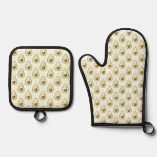 Cute Kawaii Avocado Pattern Oven Mitt and Pot Hold Oven Mitt & Pot Holder Set