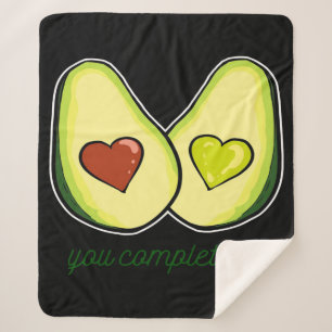 Cute Kawaii Avocado Pattern Personalised Sherpa Blanket