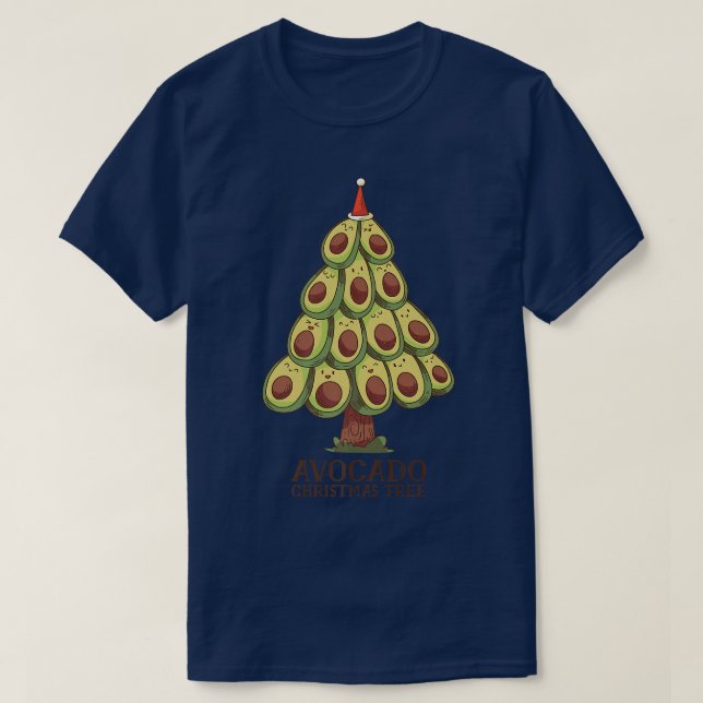 Cute Kawaii Avocado Tree Christmas Tree Avocado T-Shirt (Design Front)