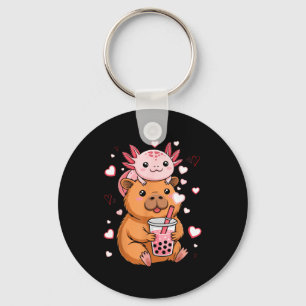 Cute Kawaii Axolotl Capybara Bubble Tea Boys Girls Key Ring
