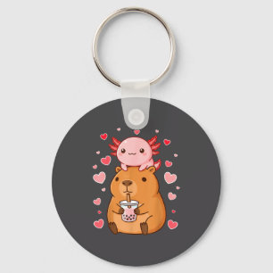 Cute Kawaii Axolotl Capybara Bubble Tea Boys Girls Key Ring