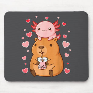 Cute Kawaii Axolotl Capybara Bubble Tea Boys Girls Mouse Mat