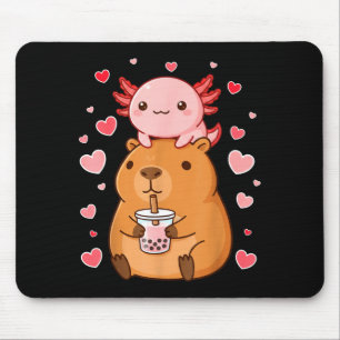 Cute Kawaii Axolotl Capybara Bubble Tea Boys Girls Mouse Mat