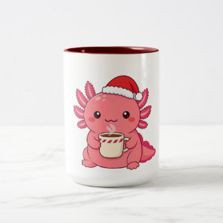 Cute Kawaii Axolotl Christmas Red Two-Tone Mug