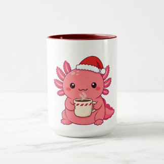 Cute Kawaii Axolotl Christmas Red Two-Tone Mug
