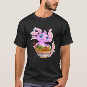 Cute Kawaii Axolotl Eat Ramen Noodles Japanese Foo T-Shirt