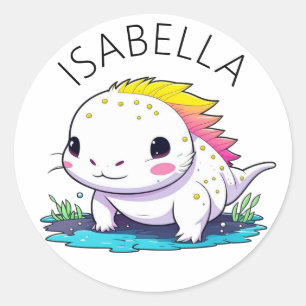 Cute Kawaii Axolotl Illustration Personalised Classic Round Sticker