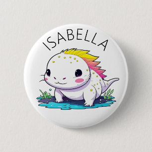 Cute Kawaii Axolotl Illustration Personalized 6 Cm Round Badge