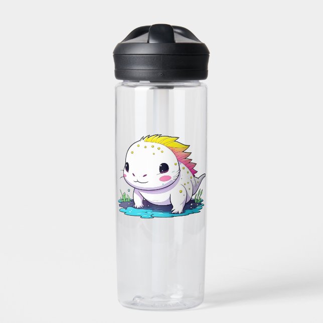 Cute Kawaii Axolotl in Water Personalised  Bottle (Front)
