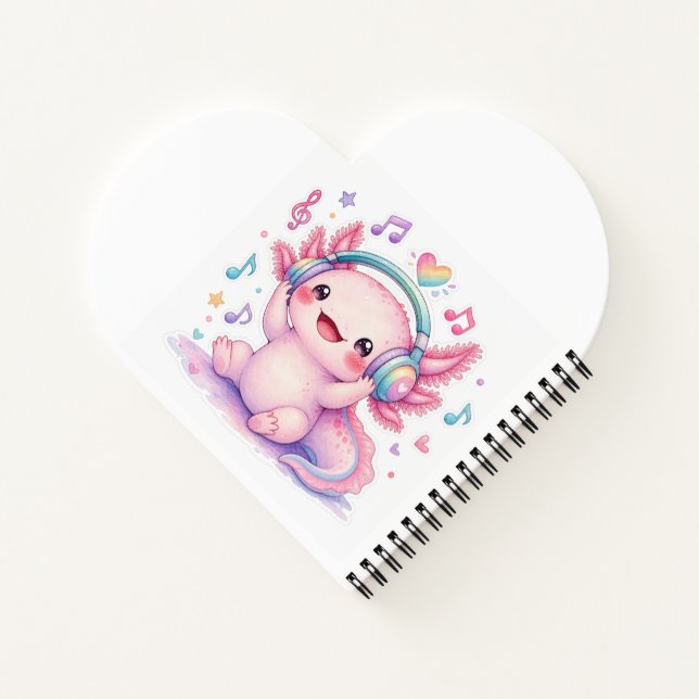 Cute Kawaii Axolotl Monogrammed Notebook (Back)