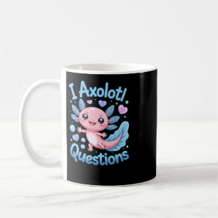Cute Kawaii Axolotl Questions Blue And Pink Coffee Mug