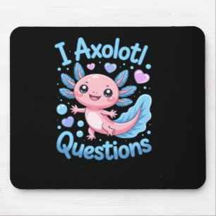 Cute Kawaii Axolotl Questions Blue And Pink Mouse Mat