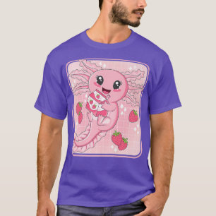 Cute Kawaii Axolotl Strawberry Milk Japanese Anime T-Shirt
