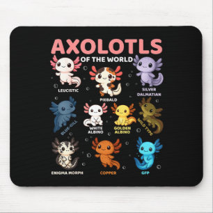 Cute Kawaii Axolotls Of The World Funny Axolotl Ty Mouse Mat