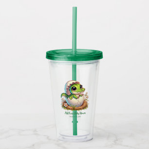 Cute Kawaii Baby Alligator Hatching Baby Shower  Acrylic Tumbler