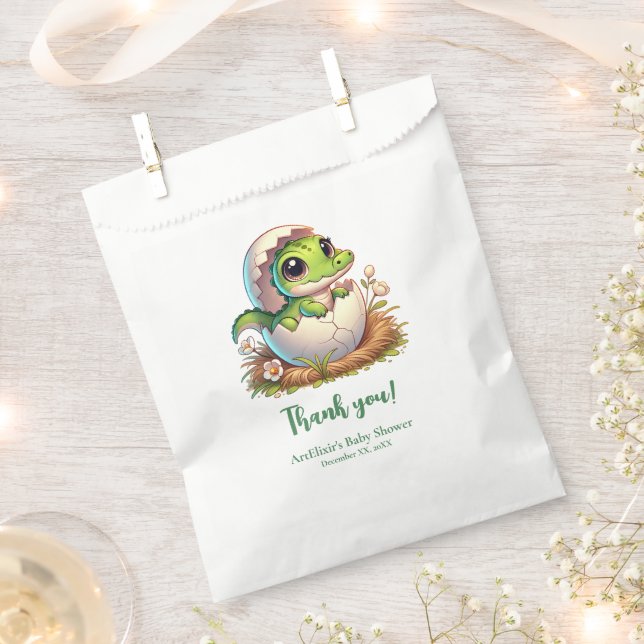 Cute Kawaii Baby Alligator Hatching Baby Shower Favour Bags (Clipped)