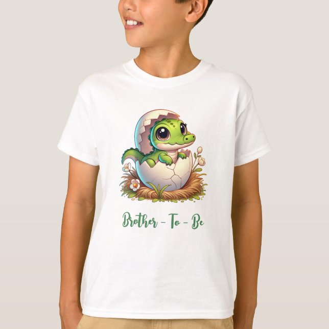 Cute Kawaii Baby Alligator Hatching Baby Shower  T-Shirt (Front)