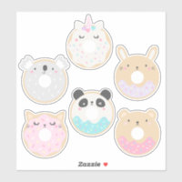 Cute Kawaii Baby Animal Doughnut Sticker Pack