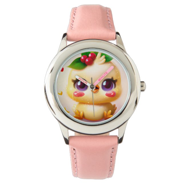 Cute Kawaii Baby Chicken with Holly Watch (Front)