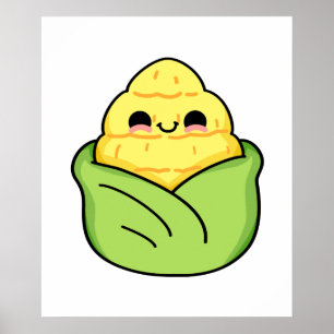Cute Kawaii Baby Corn Poster