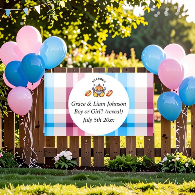 Cute Kawaii Baby-Q Gender Reveal Party  Banner (Creator Uploaded)