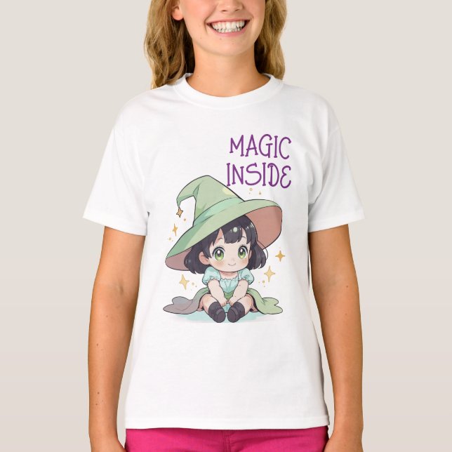 Cute Kawaii Baby Witch Design for Kids, Toddlers  T-Shirt (Front)