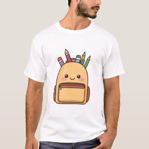 Cute Kawaii Backpack with School Supplies T-Shirt