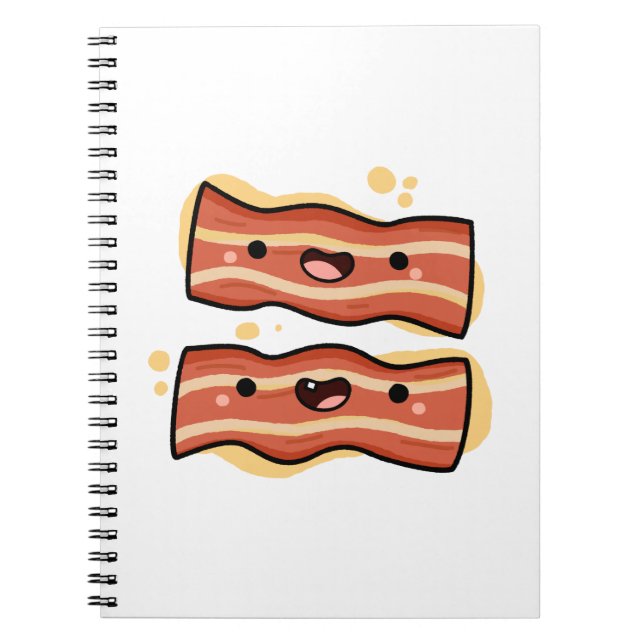Cute Kawaii Bacon Strips Notebook (Front)