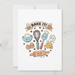 Cute Kawaii Baking Team   Bake It! Fun Baker Gift Thank You Card
