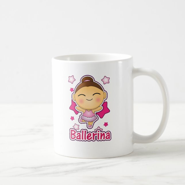 Cute Kawaii Ballerina doing ballet Coffee Mug (Right)