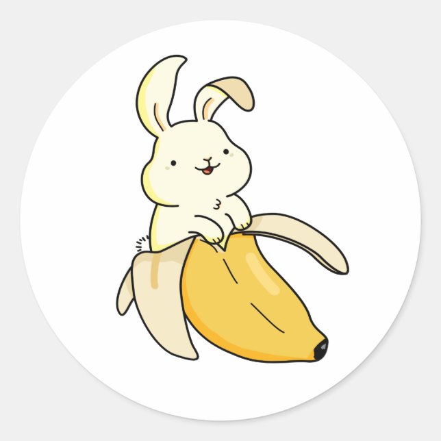 Cute Kawaii Banana Bunny Classic Round Sticker (Front)