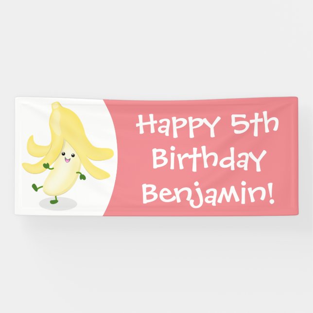 Cute kawaii banana cartoon banner (Horizontal)