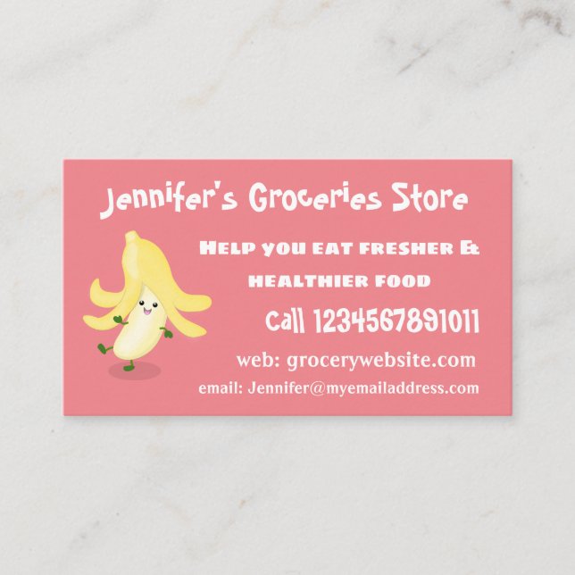 Cute kawaii banana cartoon business card (Front)