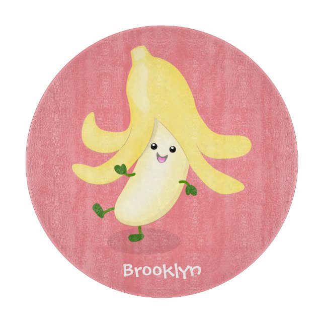 Cute kawaii banana cartoon cutting board (Front)