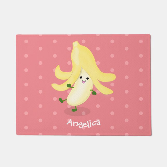 Cute kawaii banana cartoon doormat (Front)