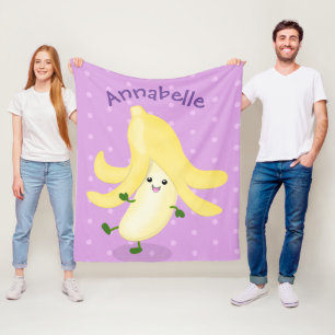 Cute kawaii banana cartoon fleece blanket