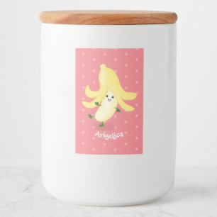 Cute kawaii banana cartoon food label